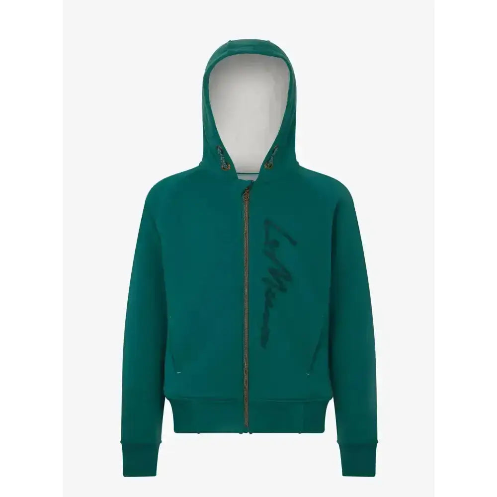 Teal green lemieux hollie sherpa zip-up hoodie with white lining and dark graphic on chest sherpa lined hoodie