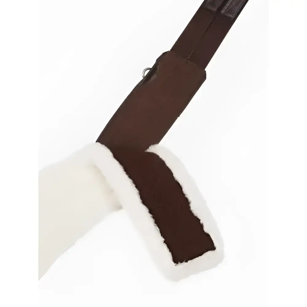 Brown leather lemieux hunter girth with white detachable merino plus liner for comfortable hunter class use
