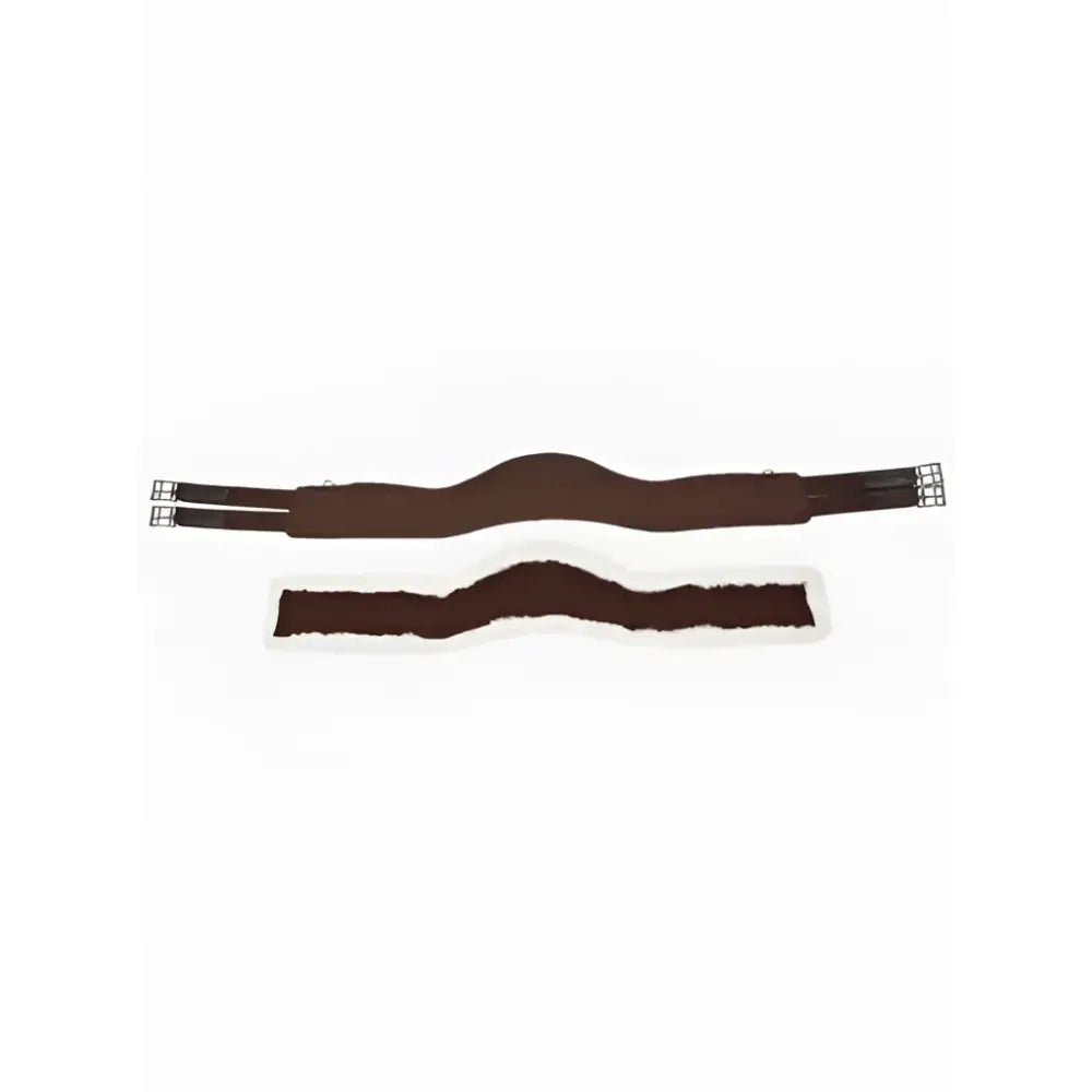 Brown leather lemieux hunter girth with detachable merino+ liner and soft white fleece perfect for hunter class use