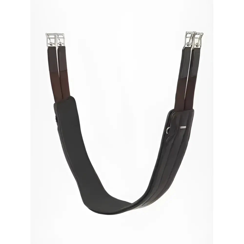 Black leather lemieux hunter girth with silver buckles and detachable non-slip liner havana for hunter class use