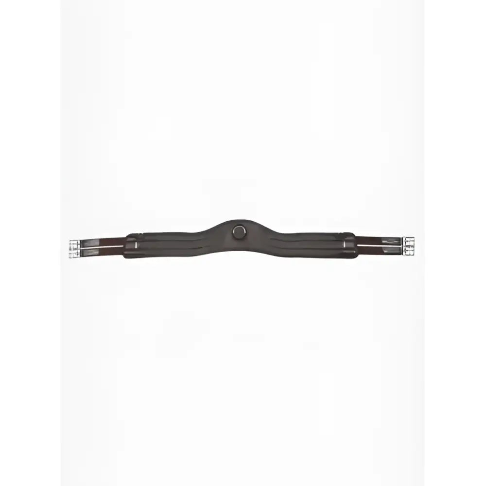 Black leather lemieux hunter girth with silver buckles and liner havana for hunter class riding