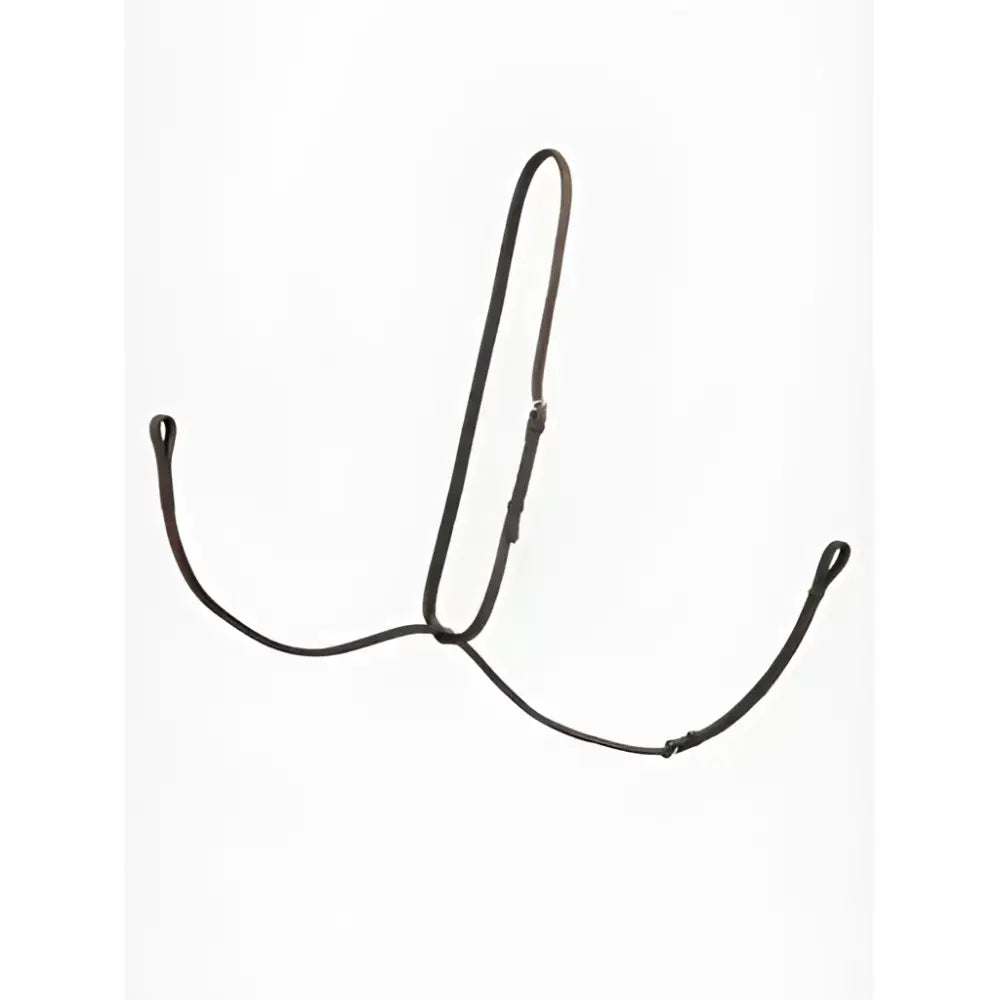Black leather hunter standing martingale with adjustable straps and metal hardware expertly designed for hunter discipline