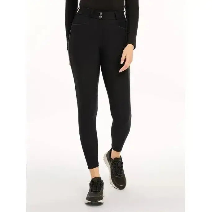 Black lemieux isabelle seat breeches black with sleek stretchy material and subtle side seam detailing for riding