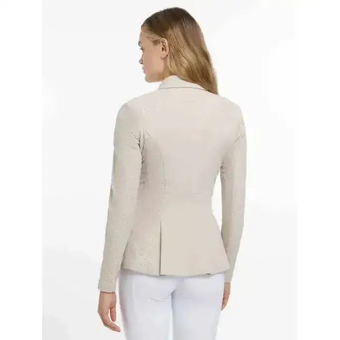 Beige women’s lemieux jessica mesh equestrian blazer with subtle texture and tailored fit perfect for shows