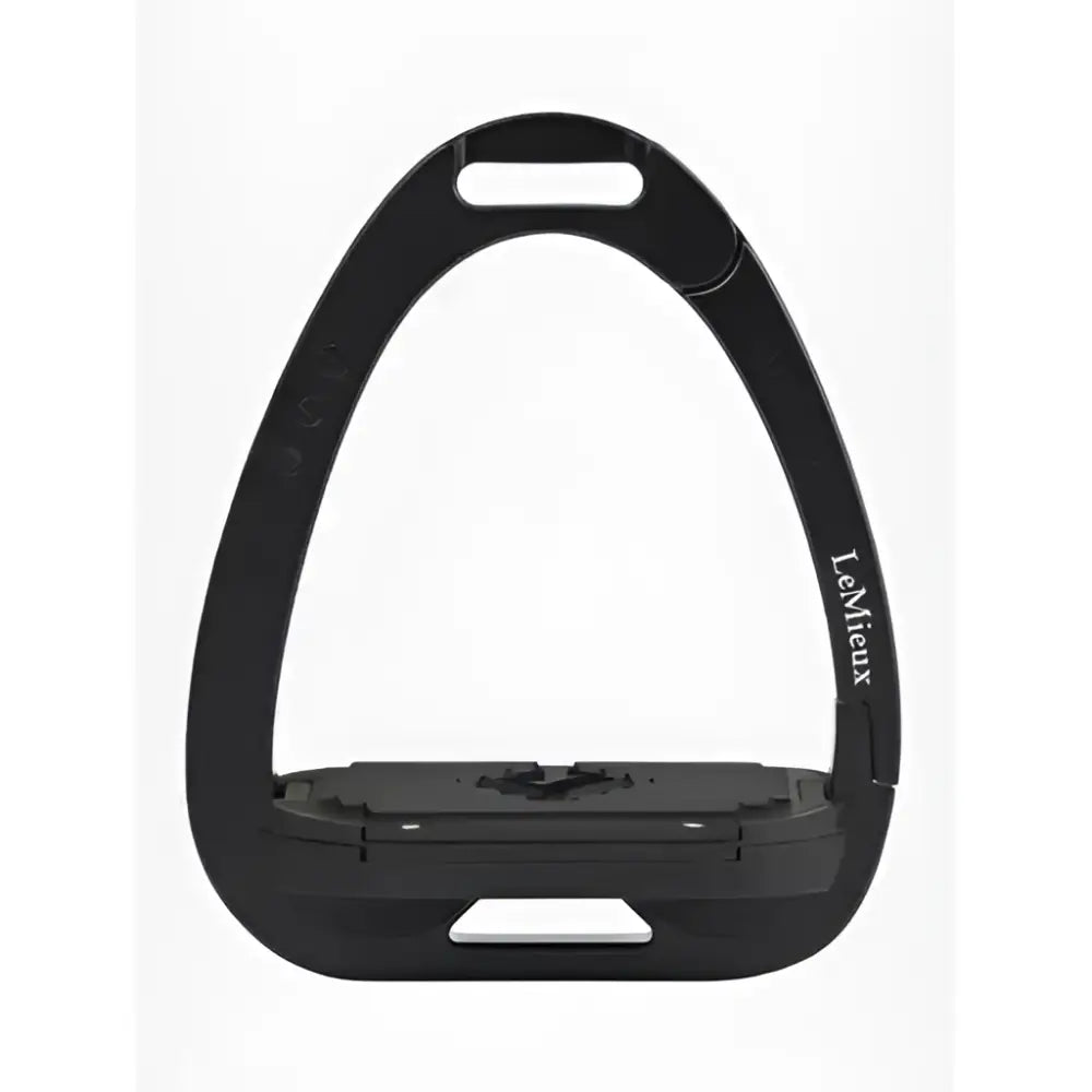 Black lemieux junior vector balance stirrup made of durable plastic with a sleek modern design for technically advanced juniors