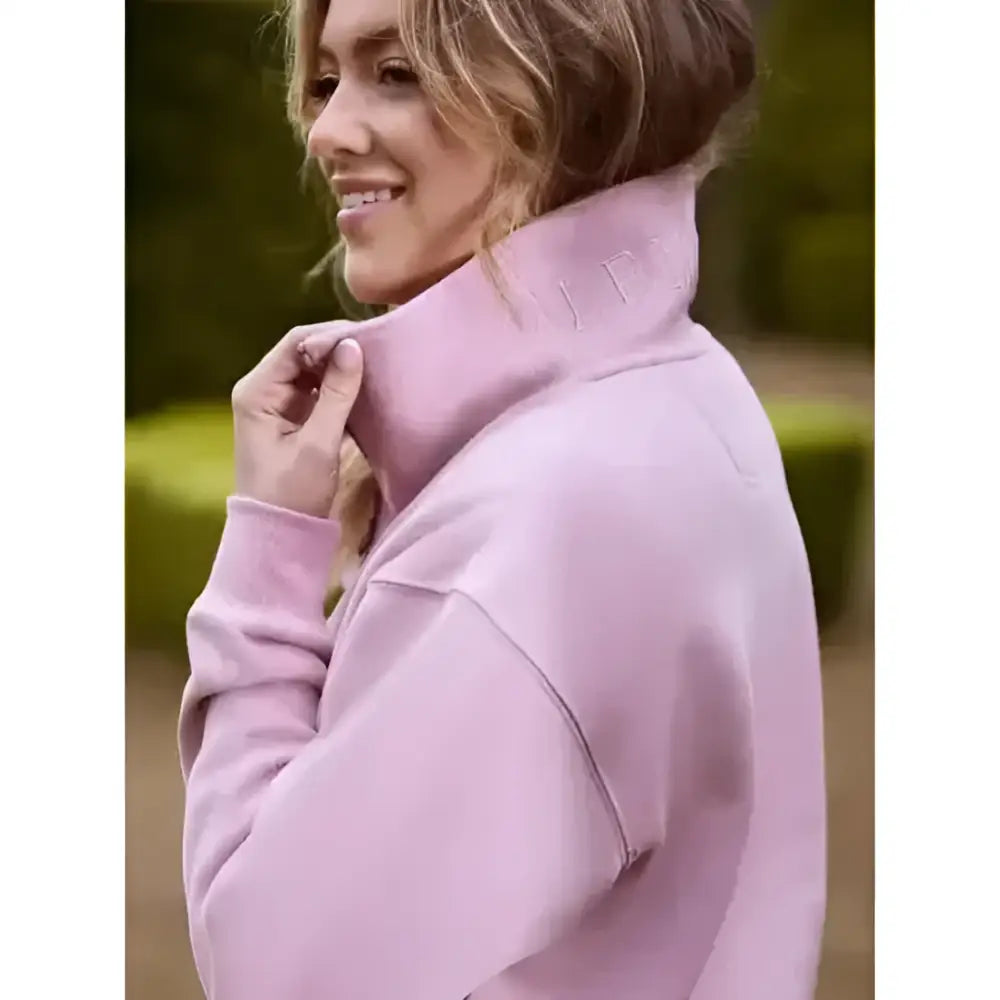 Lemieux keira quarter lavender quarter neck sweat made of cozy textured fabric with subtle stitching details