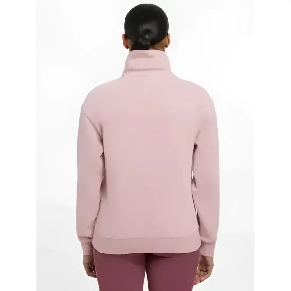 A soft pink lemieux keira quarter neck fleece sweatshirt with ribbed cuffs and hem for casual cozy wear