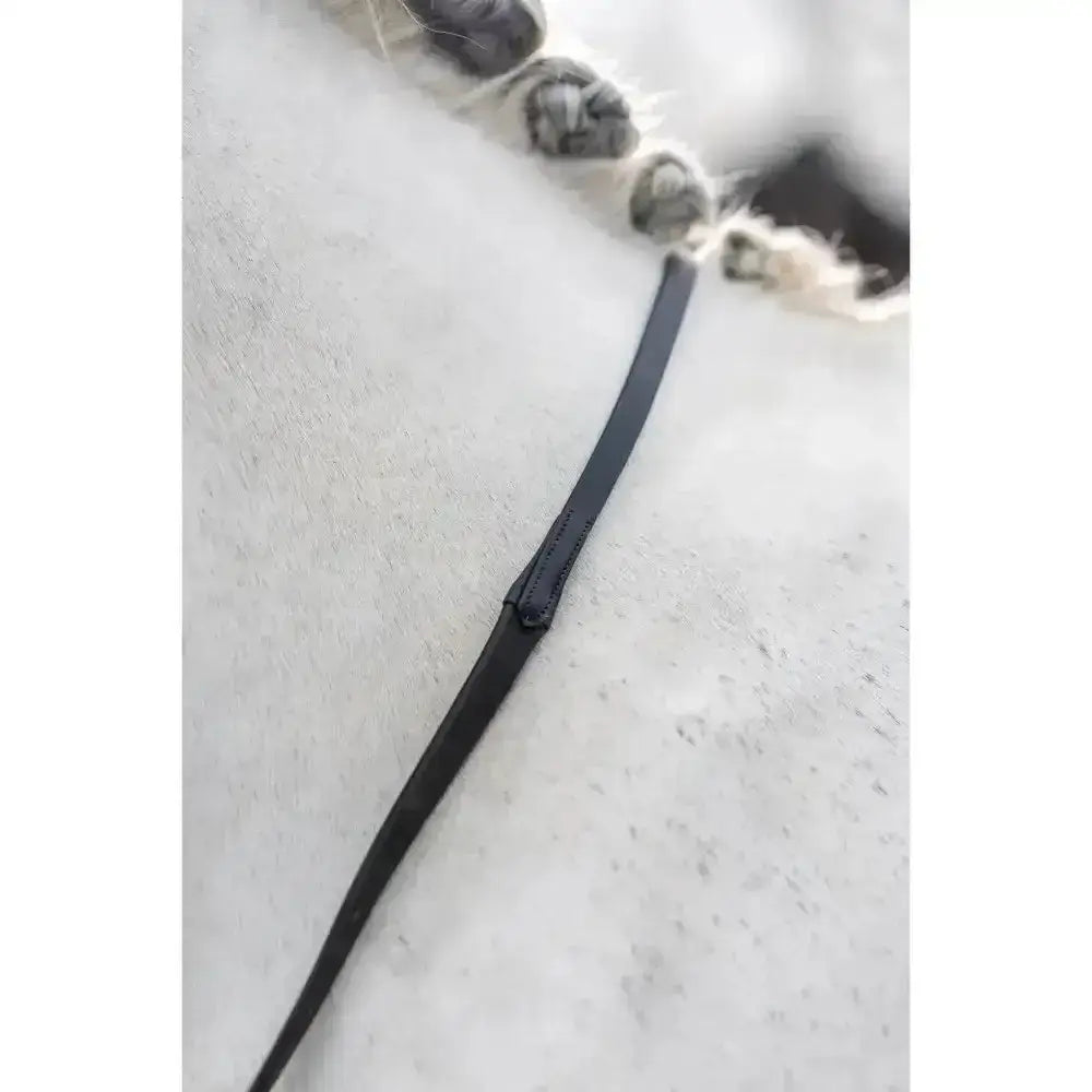 Black leather belt with subtle stitched detail near buckle for lemieux kris extreme rubber and extreme rubber reins