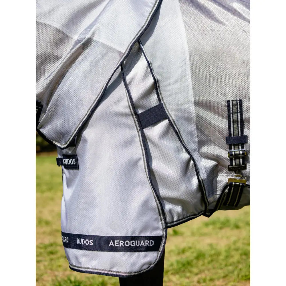 Lemieux kudos aeroguard fly rug in silver with black trim and adjustable straps for effective fly protection