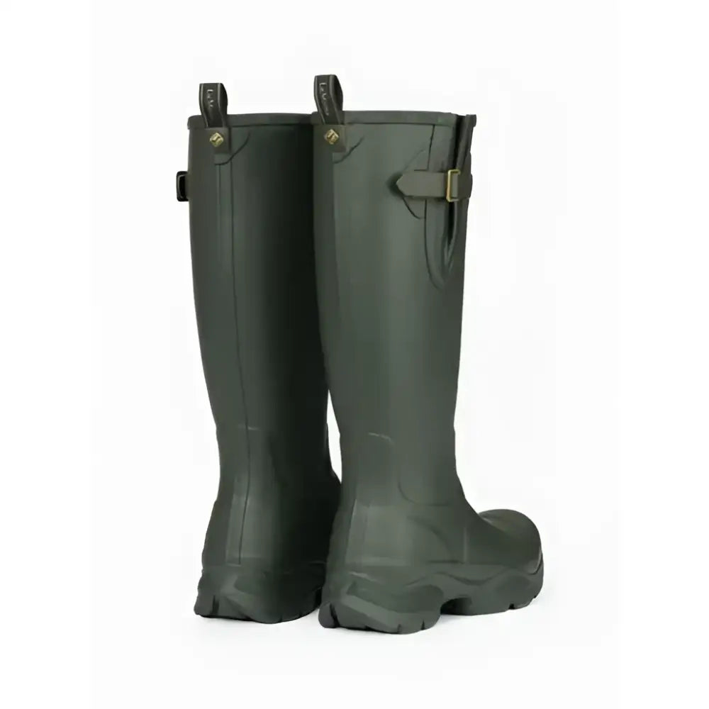 Dark olive green lemieux ladies stride wellington boots with sturdy sole and adjustable strap closures in oak shade