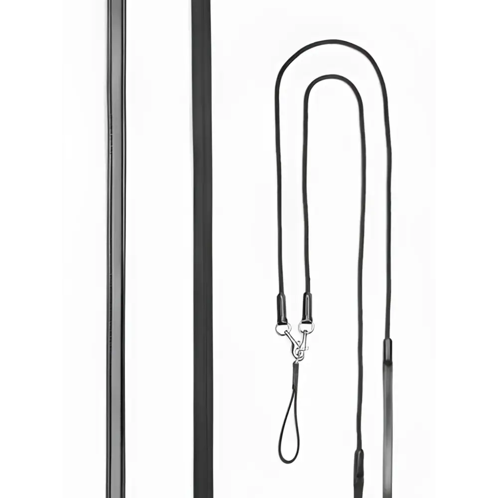 Black leather draw reins with metal hardware and looped handle lemieux leather draw reins black