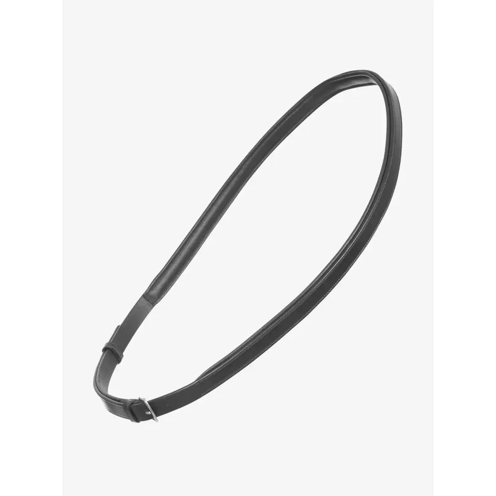 Black leather neck strap with silver buckle from lemieux leather neck collection