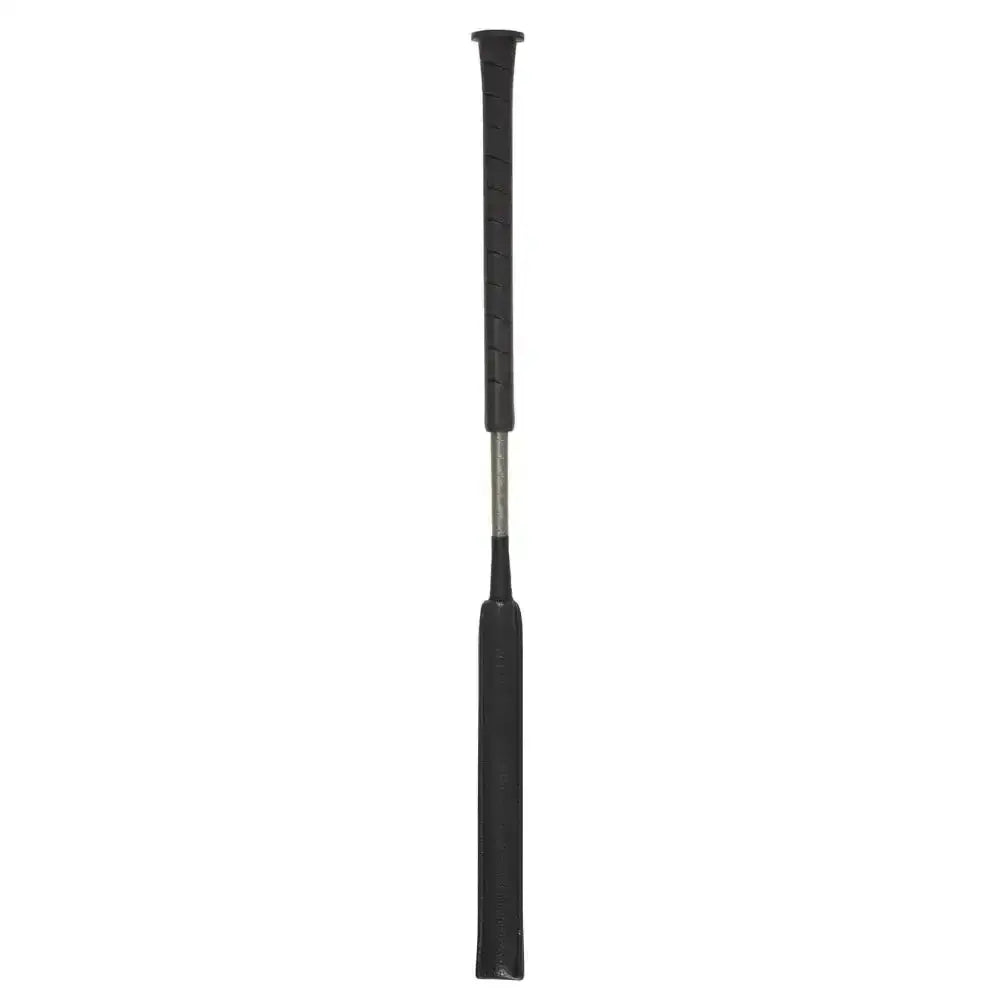 Black rubber handled lemieux lebaton whip grey with metallic shaft and shock absorbing gel for riding use