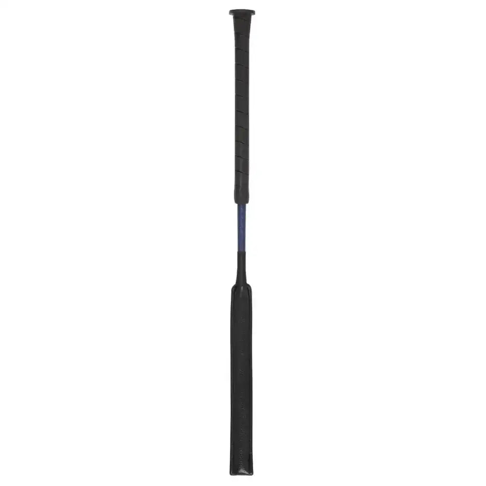 Black leather lemieux lebaton whip navy with textured grip and shock absorbing gel for comfortable riding use