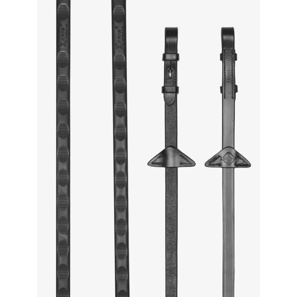 LeMieux Magna Grip Rubber Reins Black/ Silver Pony Black/Silver Reins