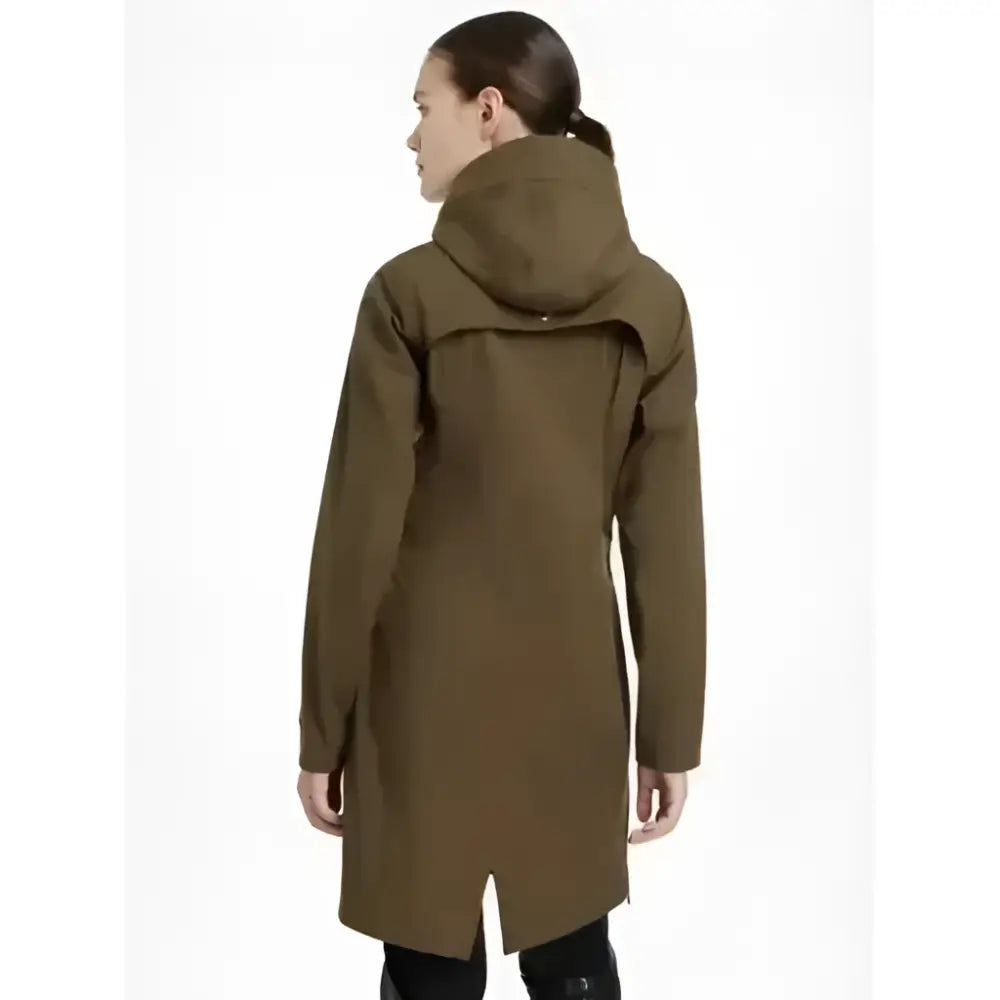 Olive green lemieux maisie lightweight hooded trench coat riding jacket alpine perfect for riding weather