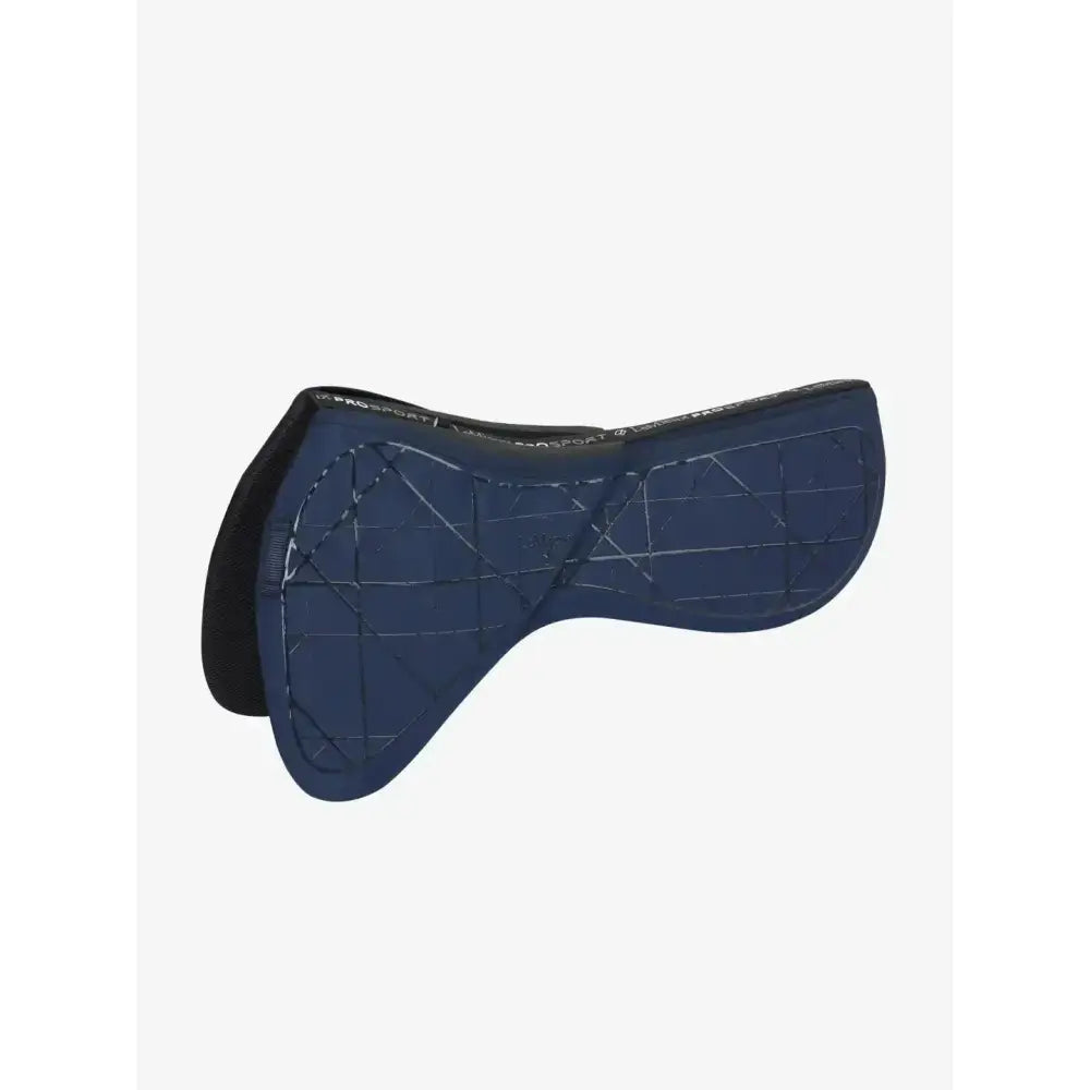 Navy blue lemieux matrix support dressage half pad with textured grid pattern and black edges for matrix support dressage