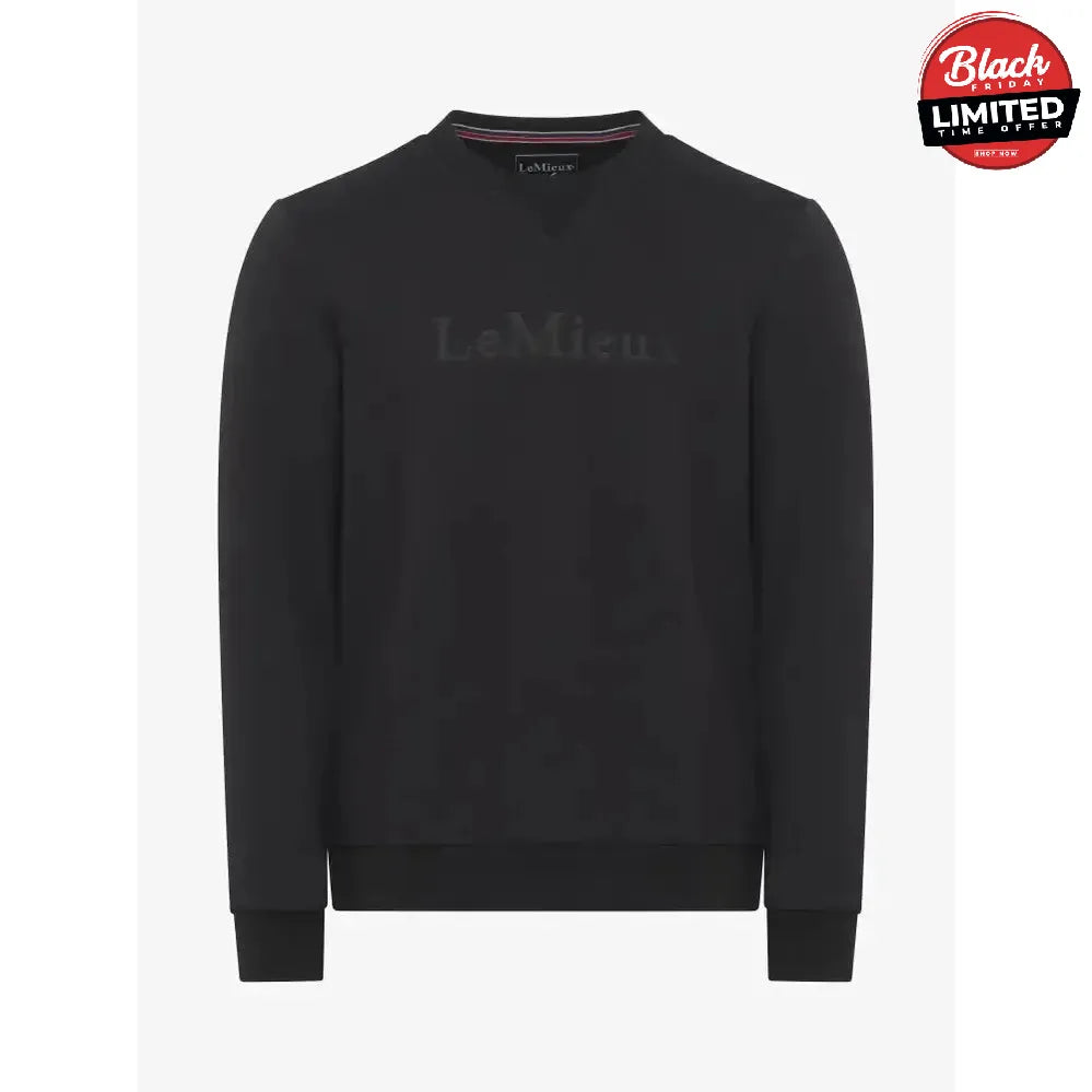 LeMieux Mens Elite Round Neck Sweater Black X Small Jumpers & Hoodies