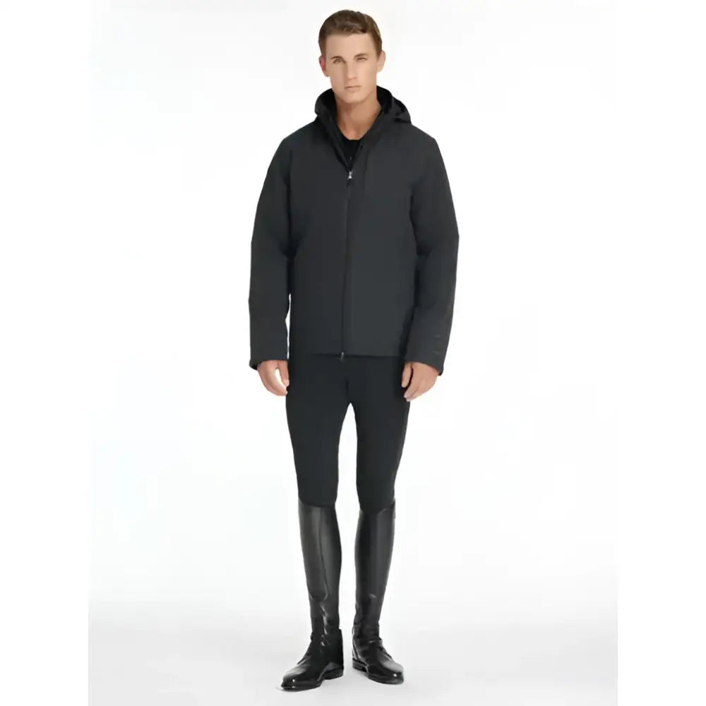 Lemieux mens waterproof team jacket black with hood and sleek modern design featuring subtle textured sleeves