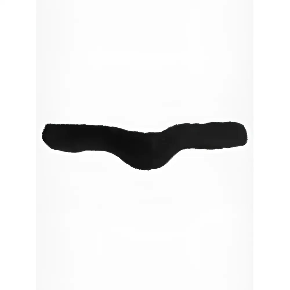Black faux fur LeMieux Merino+ anatomic jumping girth cover with plush soft texture and contoured shape