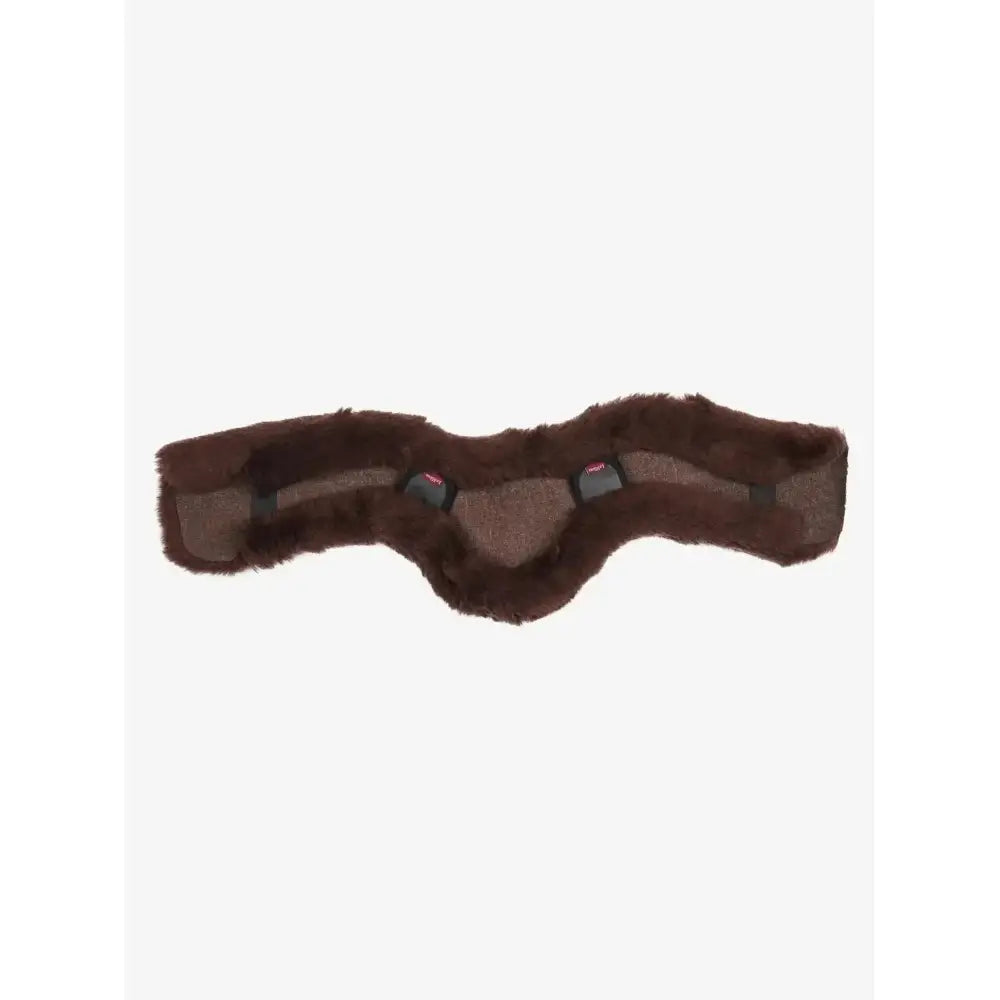 Brown faux fur girth cover brown with black buckle accents for lemieux merino+ anatomic jumping girth