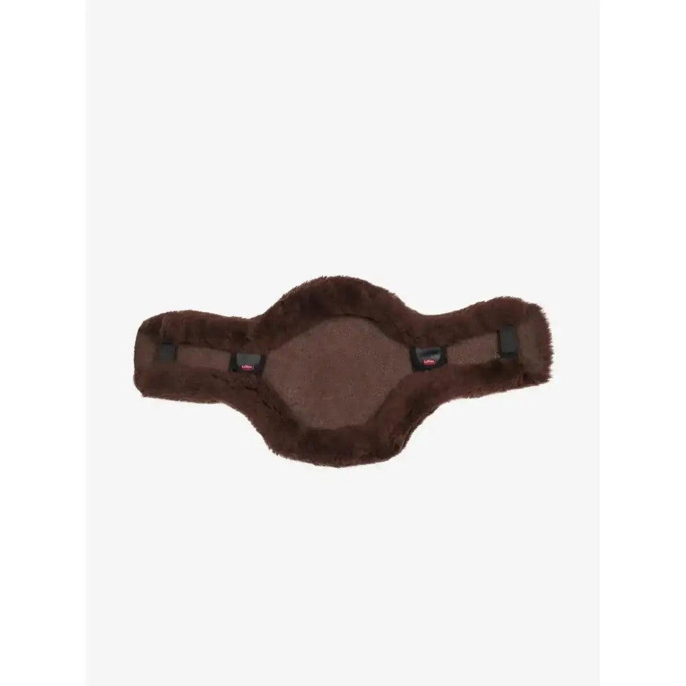 Brown sheepskin lemiuex merino+ anatomic short stud girth cover with soft plush texture and reinforced stitching