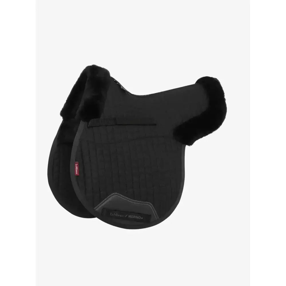 Black leather lined gp numnah lemieux merino plus with plush woolmark accredited merino fleece trim and gray accent panel