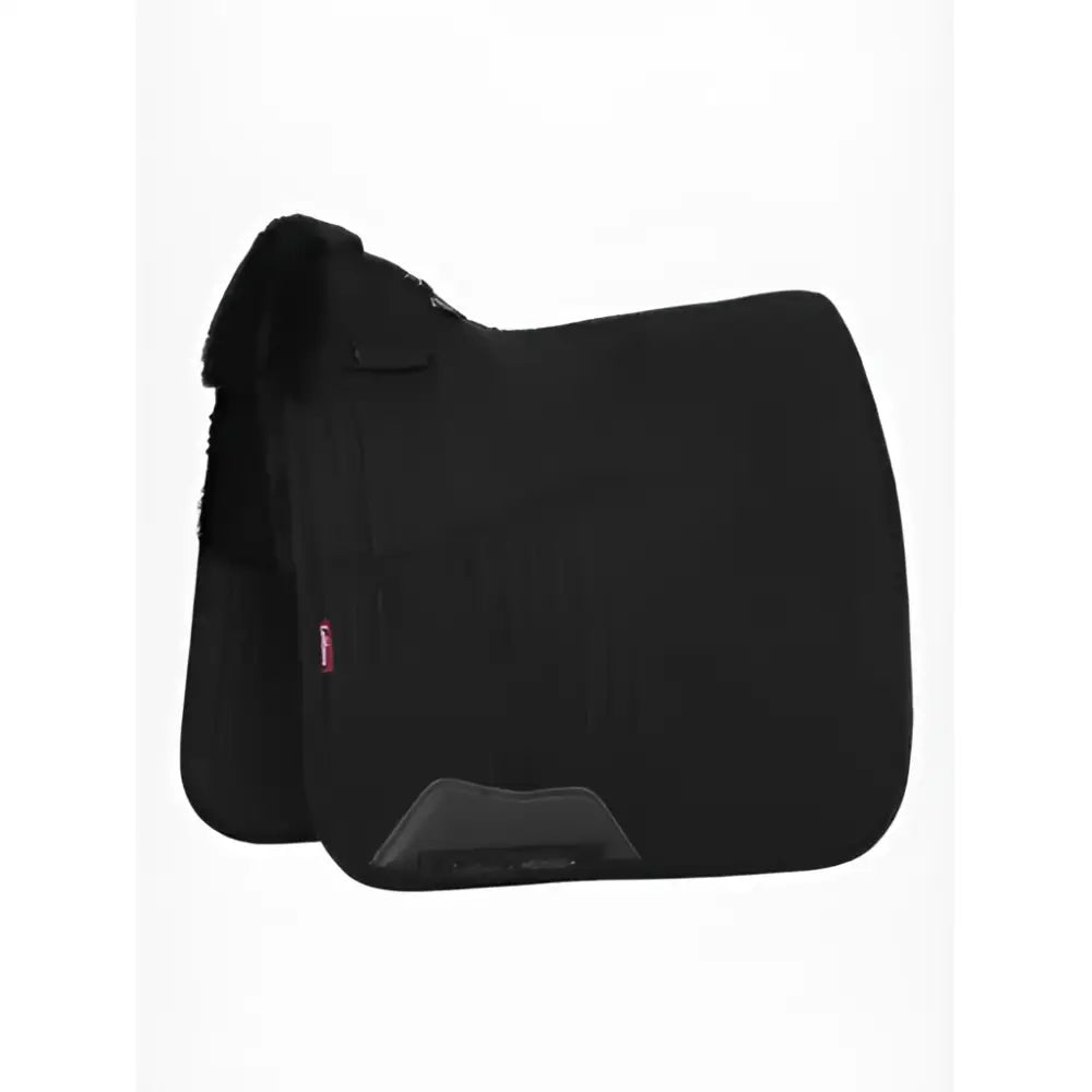 Black suede dressage square with plush fleece trim and textured surface half lined suede by lemieux dressage
