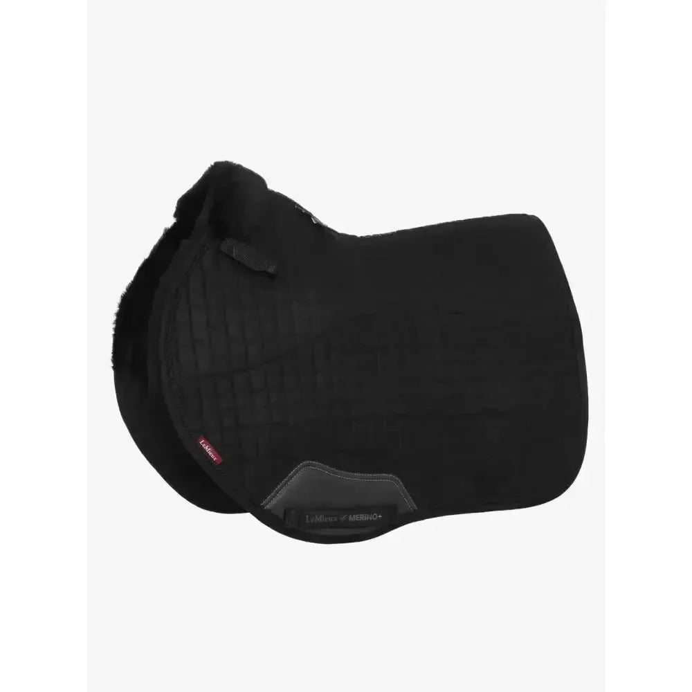 LeMieux Merino+ Half Lined Suede EuroJump Square Black/Black Medium Black/Black Saddle Pads