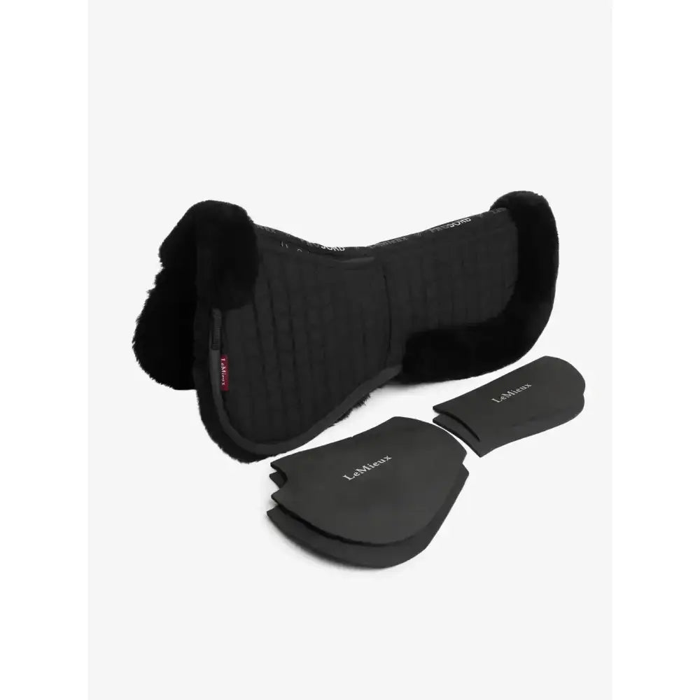 Lemieux merino+ prosorb pocket half pad in black with plush fleece lining and two matching black protective inserts