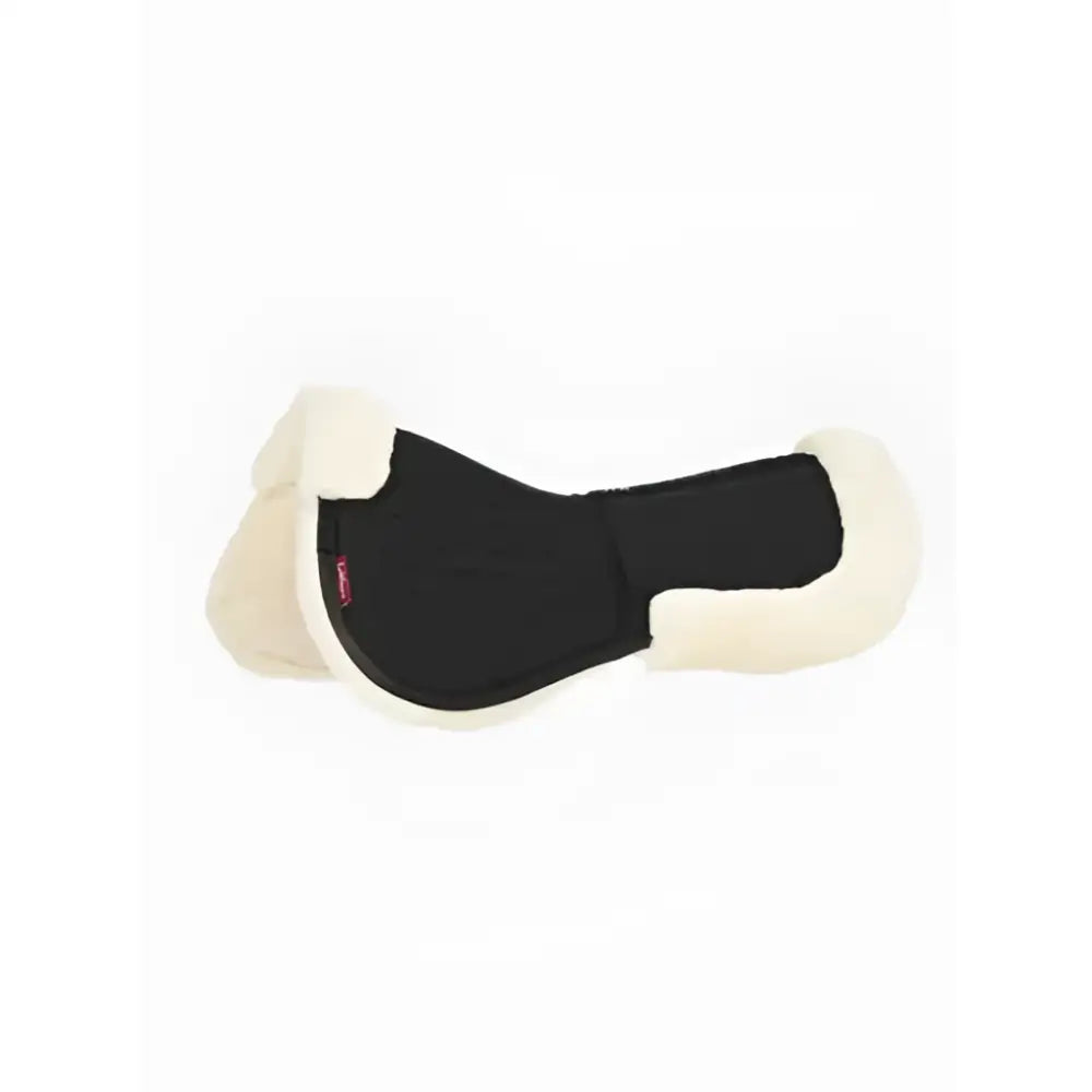 Black natural lemieux merino+ prosorb pocket half pad with cream fleece trim for comfortable riding support