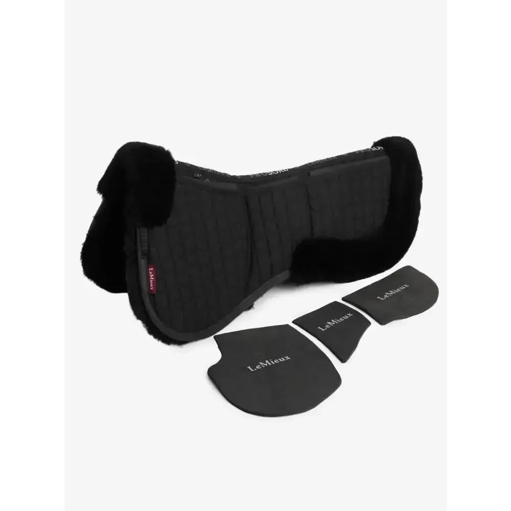 LeMieux Merino+ ProSorb 3 Pocket Half Pad Black/Black Medium Black/Black Corrective Saddle Pads