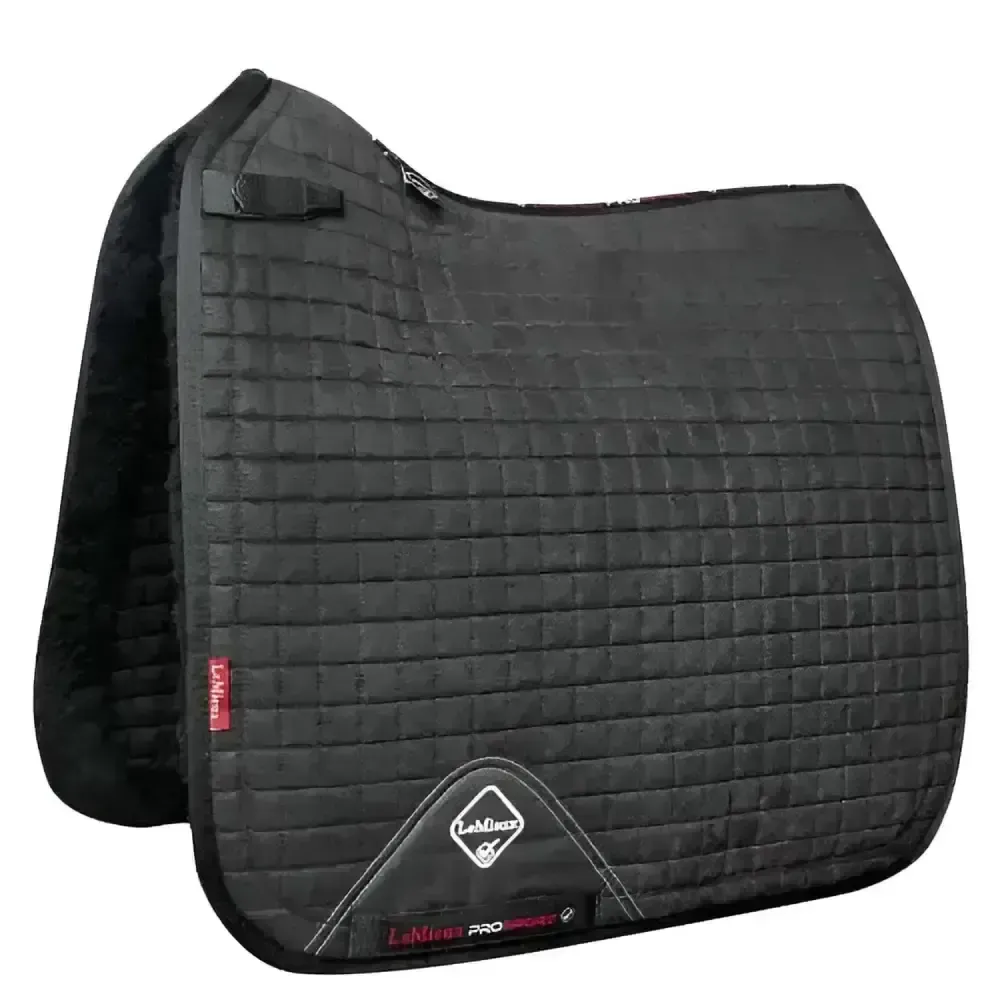 LeMieux Merino+ Sensitive Skin Dressage Square Black Black Large Dressage Saddle Pads