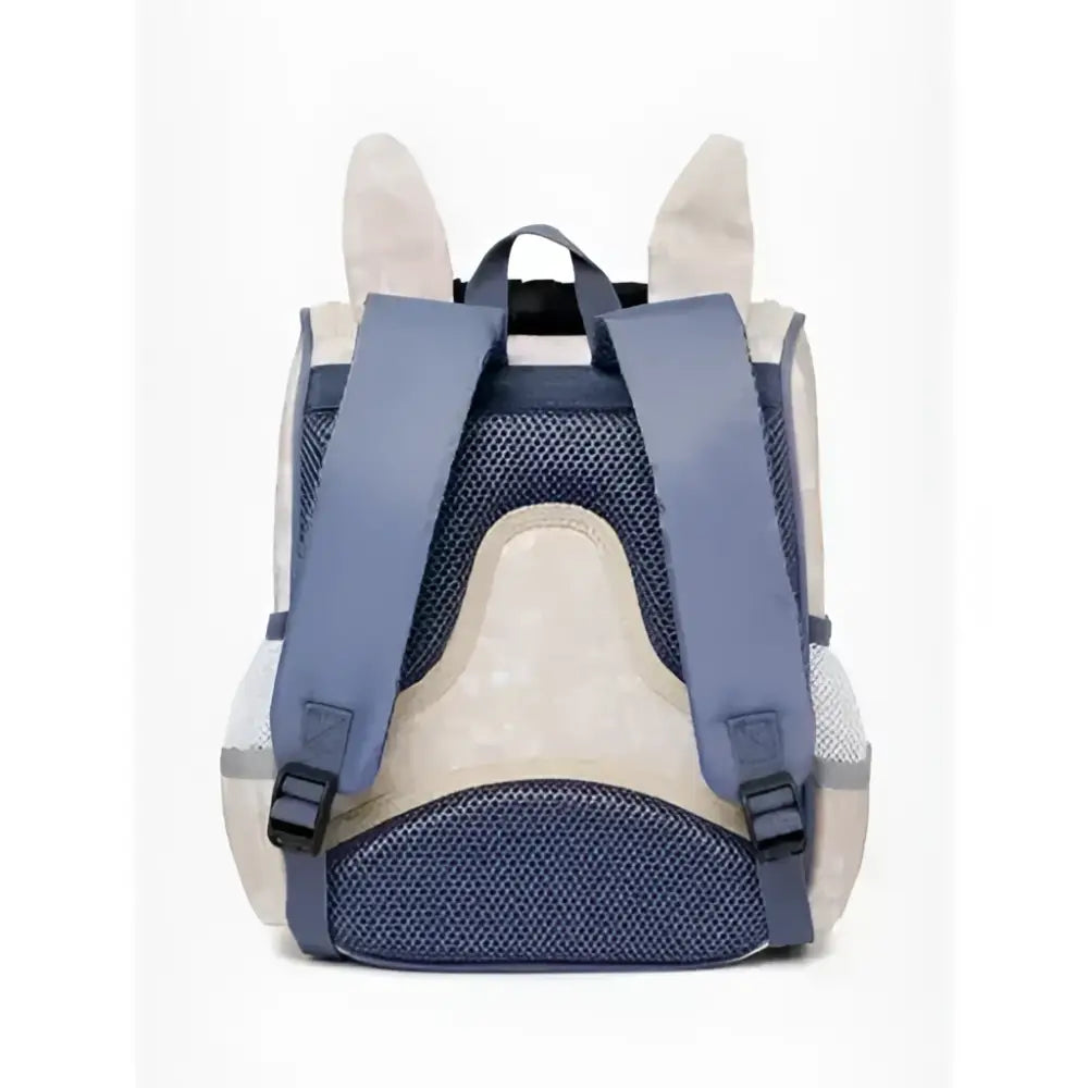 Blue and beige mesh lemieux mini character backpack with soft plush bunny ears mini character backpack dream