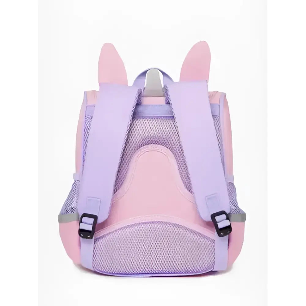 Pastel pink and lavender lemieux mini character backpack unicorn with soft fabric ears mesh panels and adjustable straps