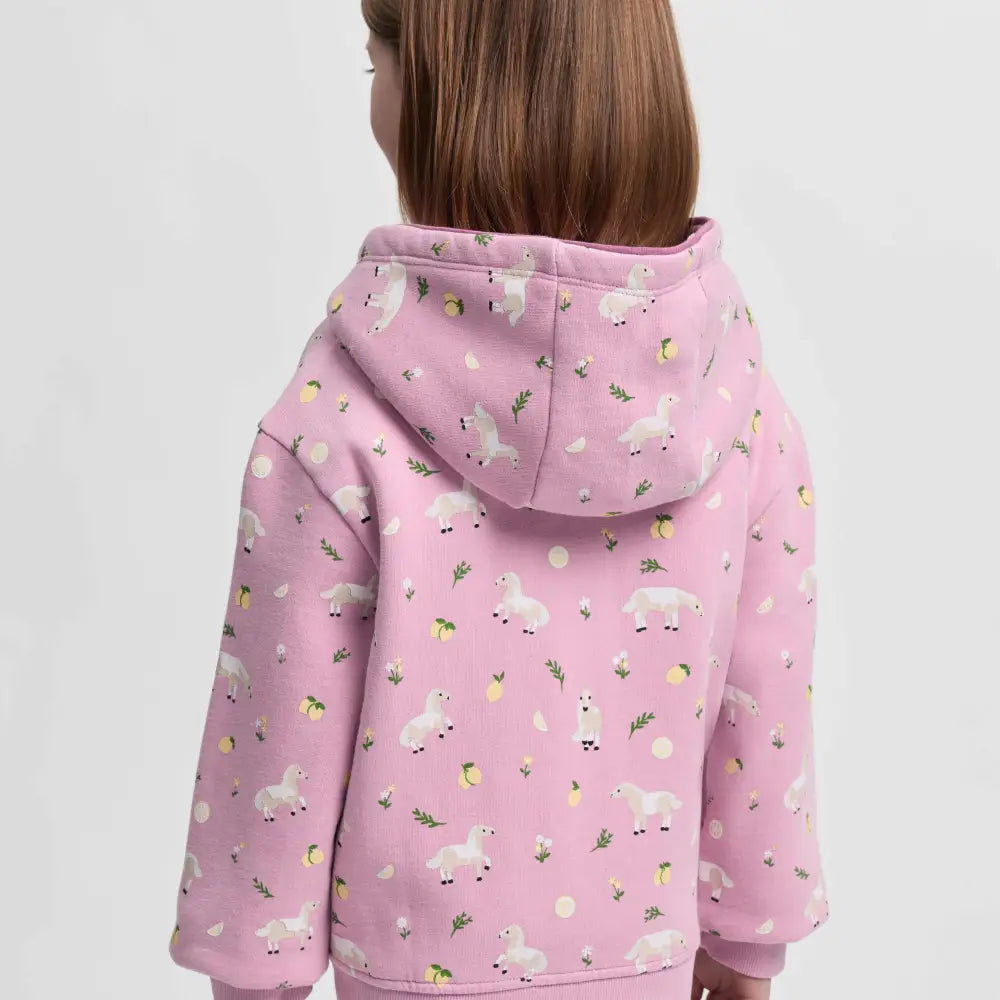 Pink lemieux mini charlie kids hoodie with playful pony applique details lemons and dropped shoulders design
