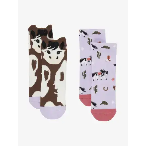 Lemieux Mini Cotton Character Socks Paint Pony 2 Pack Lilac Lilac UK Child Shoe 6-8 Socks