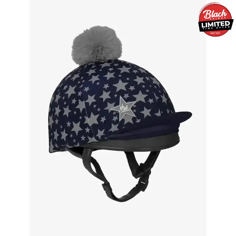 LeMieux Mini Reflective Pom Hat Silk Indigo Hat Silks