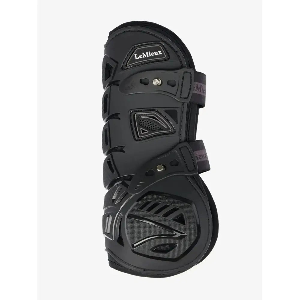 Black lemieux motion cool tendon boot with textured reinforced panels and adjustable straps for lightweight protection
