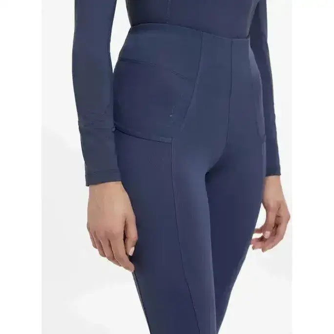 Navy blue lemieux naomi pull high-waisted leggings with long sleeves and side pockets perfect for active wear