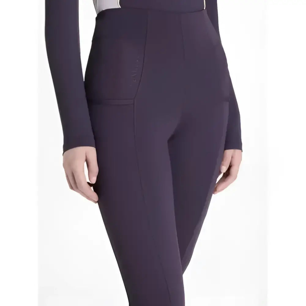 Dark purple high waisted riding pants with sleek fit and side pockets lemieux naomi pull breeches