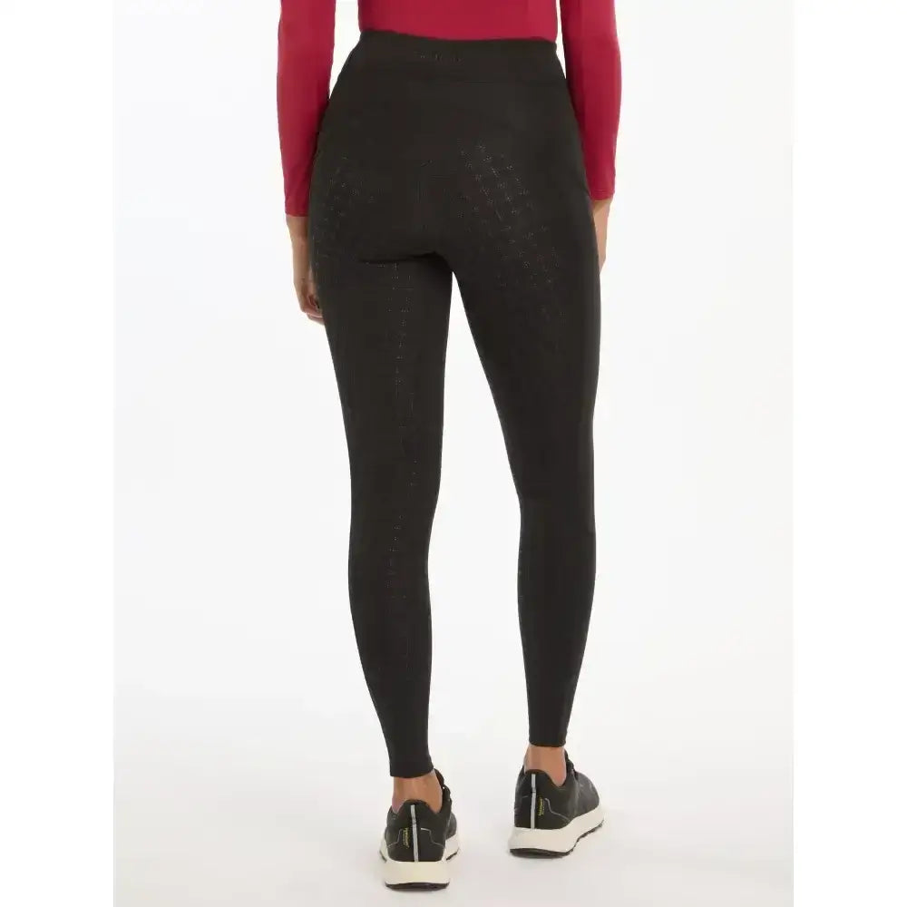 Black lemieux naomi pull high waisted leggings with subtle texture seamless fabric and supportive elasticated waistband
