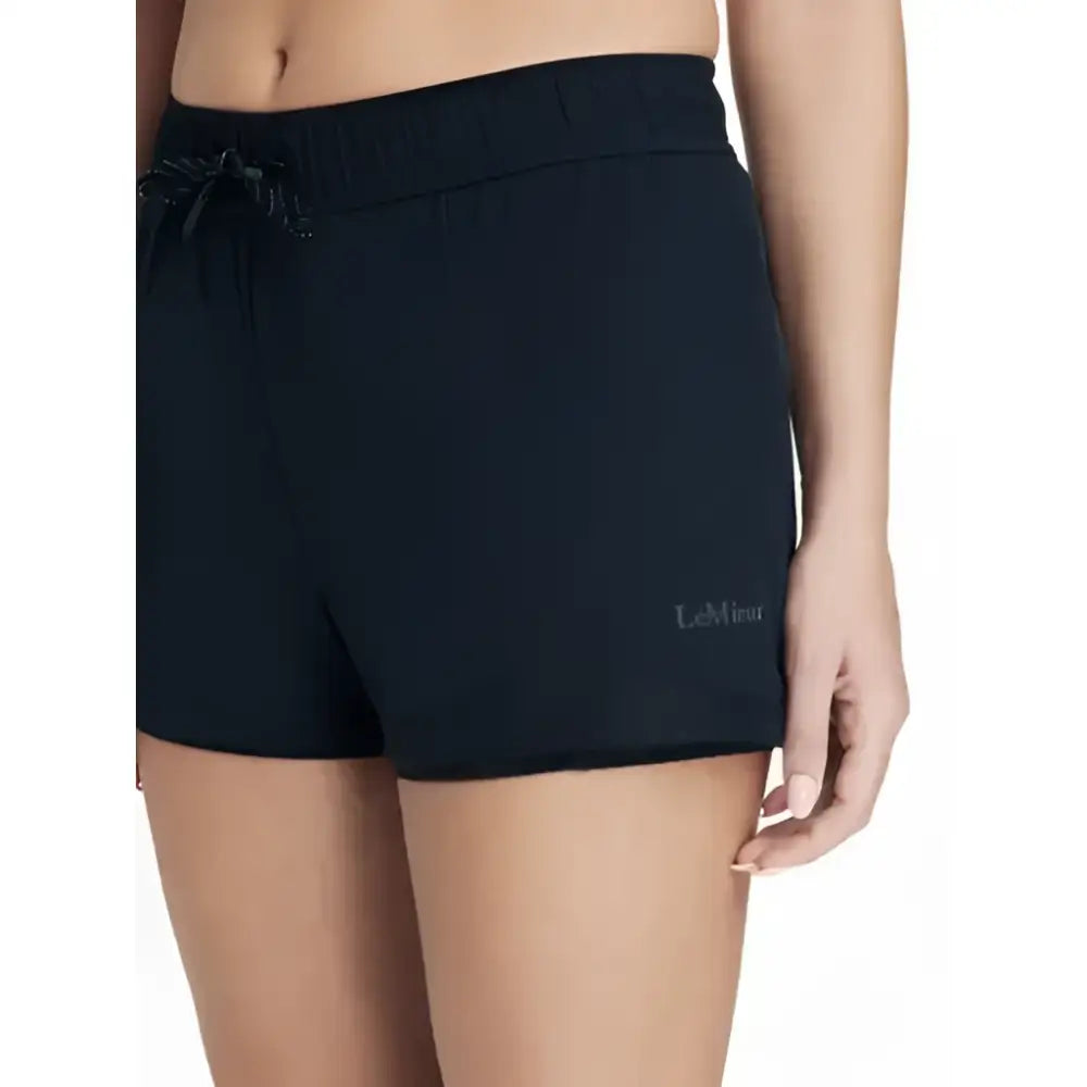 Black lemieux penny shorts navy with drawstring waistband and subtle brand logo perfect for shorts layer styling