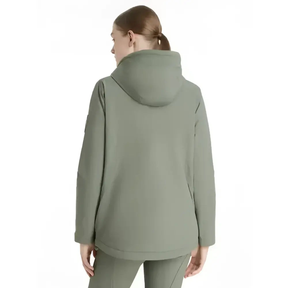 Olive green lemieux phoebe half zip waterproof anorak rosemary with soft shell and sleek modern hooded design