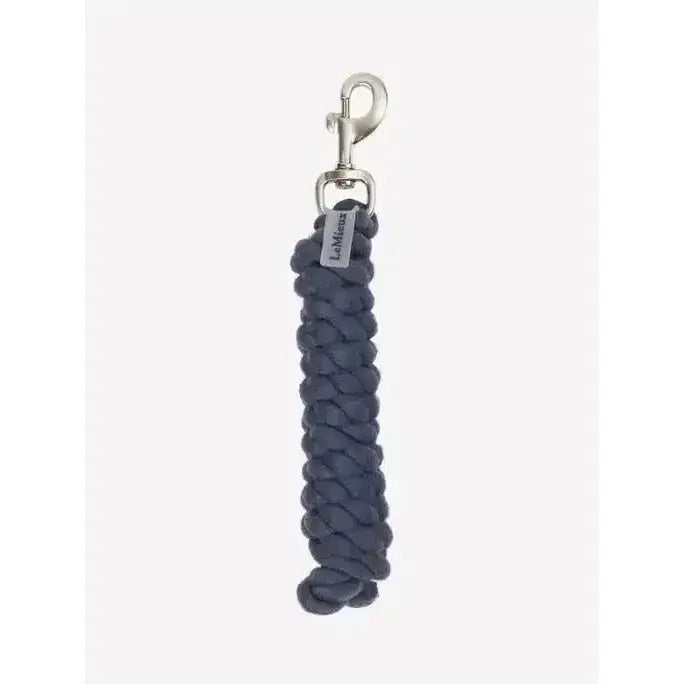 Dark blue lemieux polycotton leadrope dusk with braided design and silver metal clip for easy horse handling