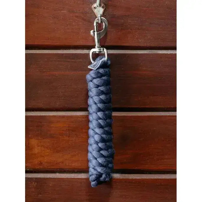 Dark blue lemieux polycotton leadrope dusk blue with braided design and silver-toned metal clasp keychain