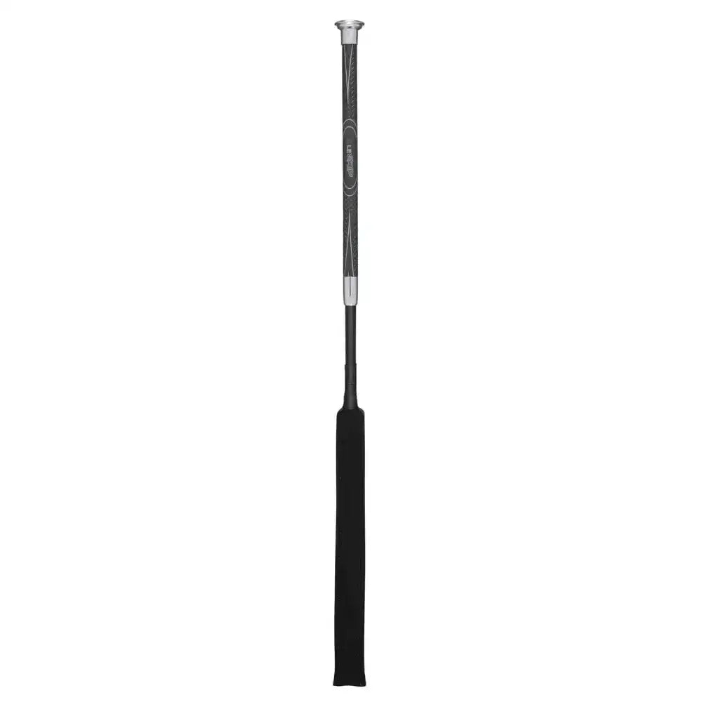 Black carbon fiber lemieux pro baton whip with silver accents and textured grip for general purpose whip use
