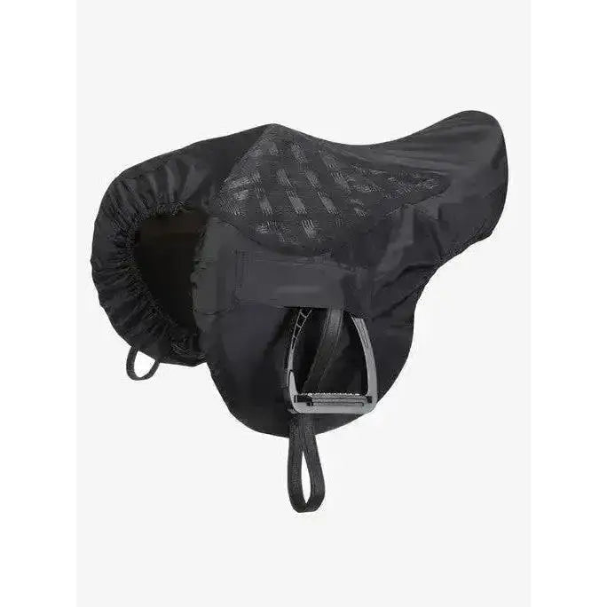 Black lemieux pro-kit ride saddle cover with mesh panel and elasticated edges for rider perfect stability