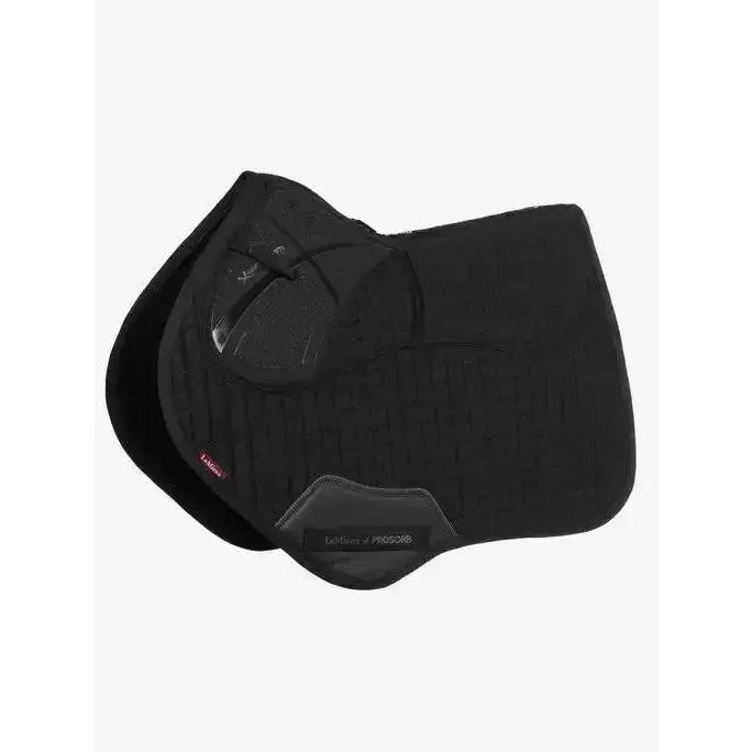 Black lemieux prosorb plain close contact square saddle pad with textured surface and reinforced padding