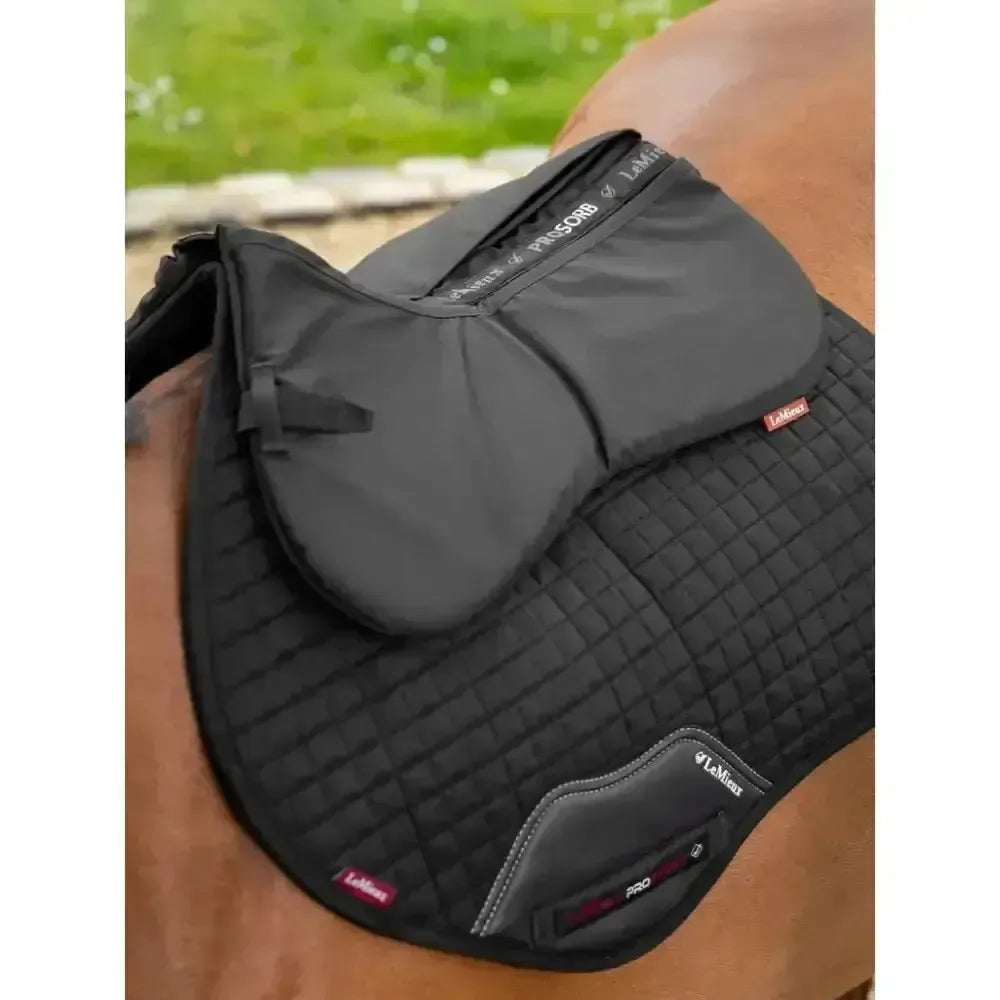 LeMieux ProSorb Plain 2 Pocket Half Pad Black Medium Black Corrective Saddle Pads